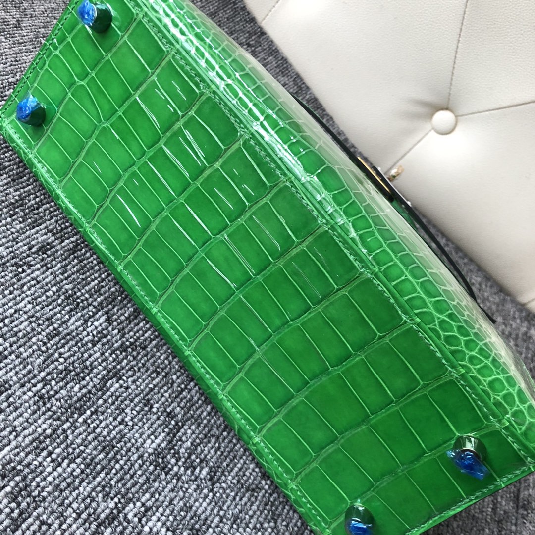 에르메스 켈리백25 그린 금장 샤이니 악어가죽